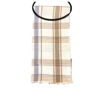 Forever21 Plaid Tartan Scarf with Tassel - Cream